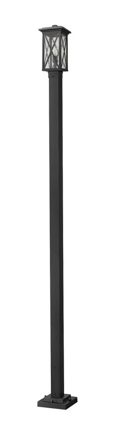 Z-Lite Brookside 10" W x 110" H 1-Light Black Aluminum Clear Beveled Glass Shade Outdoor Post Mounted Fixture