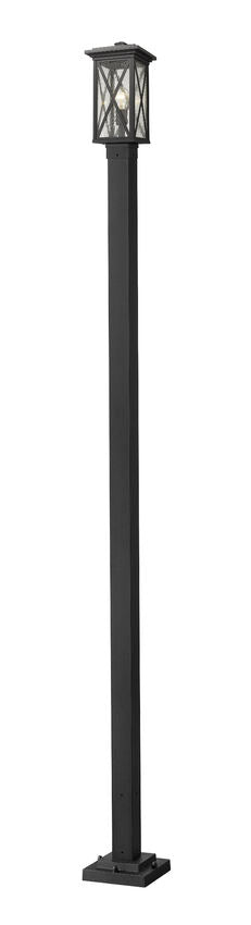 Z-Lite Brookside 10" W x 110" H 1-Light Black Aluminum Clear Beveled Glass Shade Outdoor Post Mounted Fixture