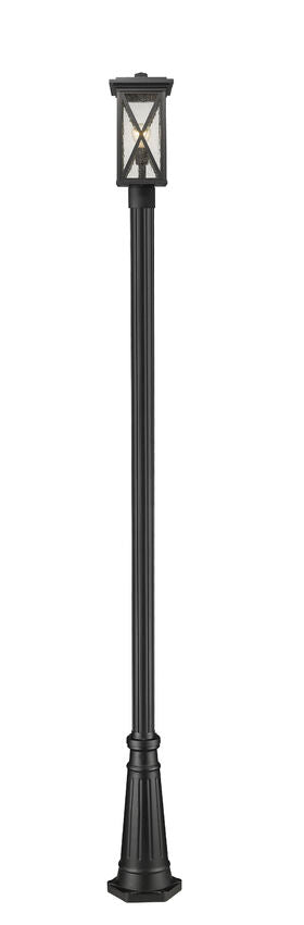 Z-Lite Brookside 10" W x 111" H 1-Light Black Aluminum Clear Beveled Glass Shade Outdoor Post Mounted Fixture
