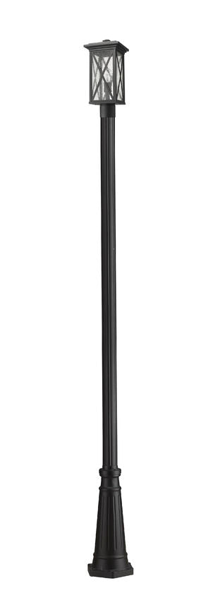 Z-Lite Brookside 10" W x 111" H 1-Light Black Aluminum Clear Beveled Glass Shade Outdoor Post Mounted Fixture