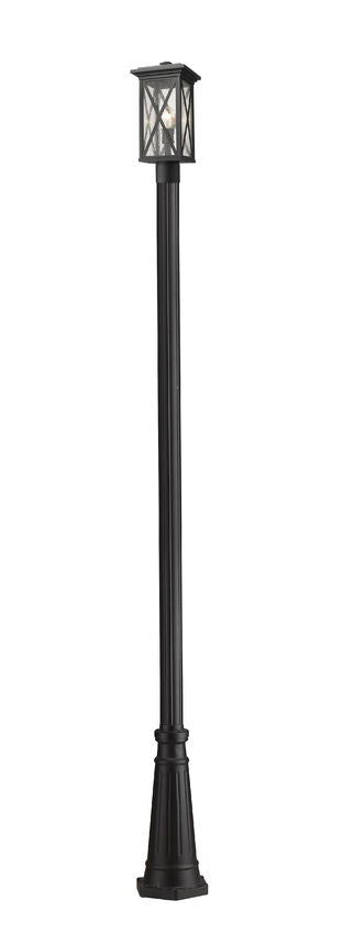 Z-Lite Brookside 10" W x 111" H 1-Light Black Aluminum Clear Beveled Glass Shade Outdoor Post Mounted Fixture