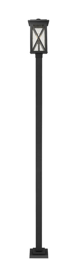 Z-Lite Brookside 10" W x 113" H 1-Light Black Aluminum Clear Beveled Glass Shade Outdoor Post Mounted Fixture