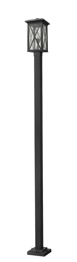 Z-Lite Brookside 10" W x 113" H 1-Light Black Aluminum Clear Beveled Glass Shade Outdoor Post Mounted Fixture