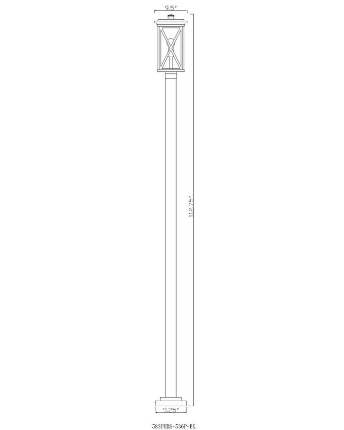 Z-Lite Brookside 10" W x 113" H 1-Light Black Aluminum Clear Beveled Glass Shade Outdoor Post Mounted Fixture
