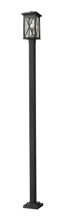 Z-Lite Brookside 10" W x 113" H 1-Light Black Aluminum Clear Beveled Glass Shade Outdoor Post Mounted Fixture