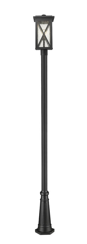 Z-Lite Brookside 10" W x 114" H 1-Light Black Aluminum Clear Beveled Glass Shade Outdoor Post Mounted Fixture