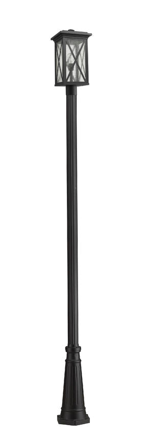 Z-Lite Brookside 10" W x 114" H 1-Light Black Aluminum Clear Beveled Glass Shade Outdoor Post Mounted Fixture