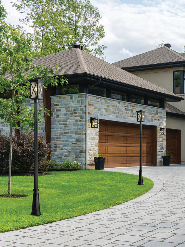 Z-Lite Brookside 10" W x 114" H 1-Light Black Aluminum Clear Beveled Glass Shade Outdoor Post Mounted Fixture