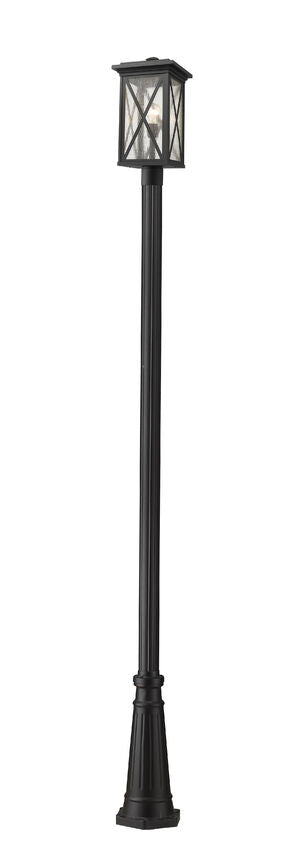 Z-Lite Brookside 10" W x 114" H 1-Light Black Aluminum Clear Beveled Glass Shade Outdoor Post Mounted Fixture