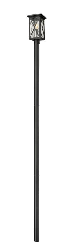 Z-Lite Brookside 10" W x 138" H 1-Light Black Aluminum Clear Beveled Glass Shade Outdoor Post Mounted Fixture