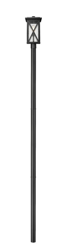Z-Lite Brookside 10" W x 138" H 1-Light Black Aluminum Clear Beveled Glass Shade Outdoor Post Mounted Fixture
