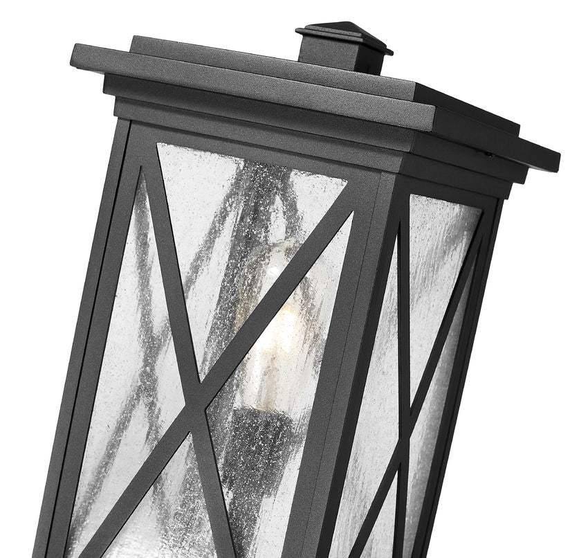 Z-Lite Brookside 10" W x 138" H 1-Light Black Aluminum Clear Beveled Glass Shade Outdoor Post Mounted Fixture