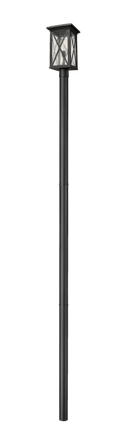 Z-Lite Brookside 10" W x 138" H 1-Light Black Aluminum Clear Beveled Glass Shade Outdoor Post Mounted Fixture