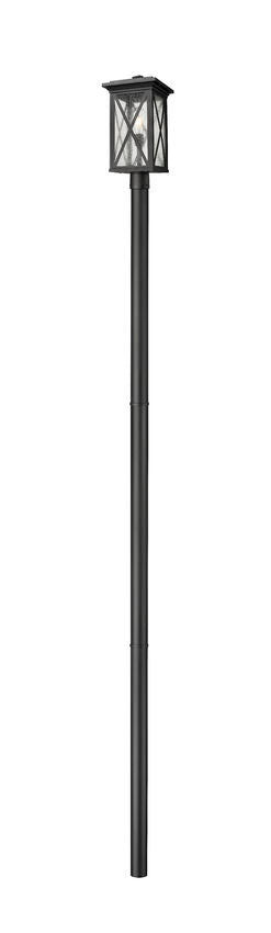 Z-Lite Brookside 10" W x 138" H 1-Light Black Aluminum Clear Beveled Glass Shade Outdoor Post Mounted Fixture