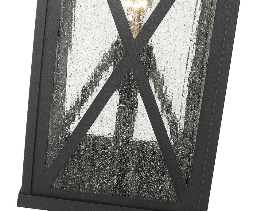 Z-Lite Brookside 10" W x 19" H 1-Light Black Outdoor Post Mount Fixture With Clear Seedy Glass Shade