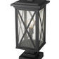 Z-Lite Brookside 10" W x 21" H 1-Light Black Outdoor Pier Mounted Fixture and Square Pier Mount Hardware With Clear Seedy Glass Shade
