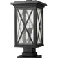 Z-Lite Brookside 10" W x 21" H 1-Light Black Outdoor Pier Mounted Fixture and Square Pier Mount Hardware With Clear Seedy Glass Shade