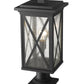 Z-Lite Brookside 10" W x 22" H 1-Light Black Outdoor Pier Mounted Fixture and Square Pier Mount Hardware With Clear Seedy Glass Shade