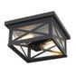 Z-Lite Brookside 12" 2-Light Black Aluminum Outdoor Flush Mount With Clear Seedy Glass Shade