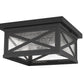 Z-Lite Brookside 12" 2-Light Black Aluminum Outdoor Flush Mount With Clear Seedy Glass Shade