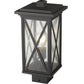 Z-Lite Brookside 8" W x 16" H 1-Light Black Outdoor Post Mount Fixture With Clear Seedy Glass Shade