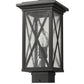 Z-Lite Brookside 8" W x 16" H 1-Light Black Outdoor Post Mount Fixture With Clear Seedy Glass Shade