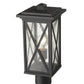 Z-Lite Brookside 8" W x 17" H 1-Light Black Outdoor Post Mount Fixture With Clear Seedy Glass Shade