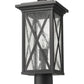 Z-Lite Brookside 8" W x 17" H 1-Light Black Outdoor Post Mount Fixture With Clear Seedy Glass Shade