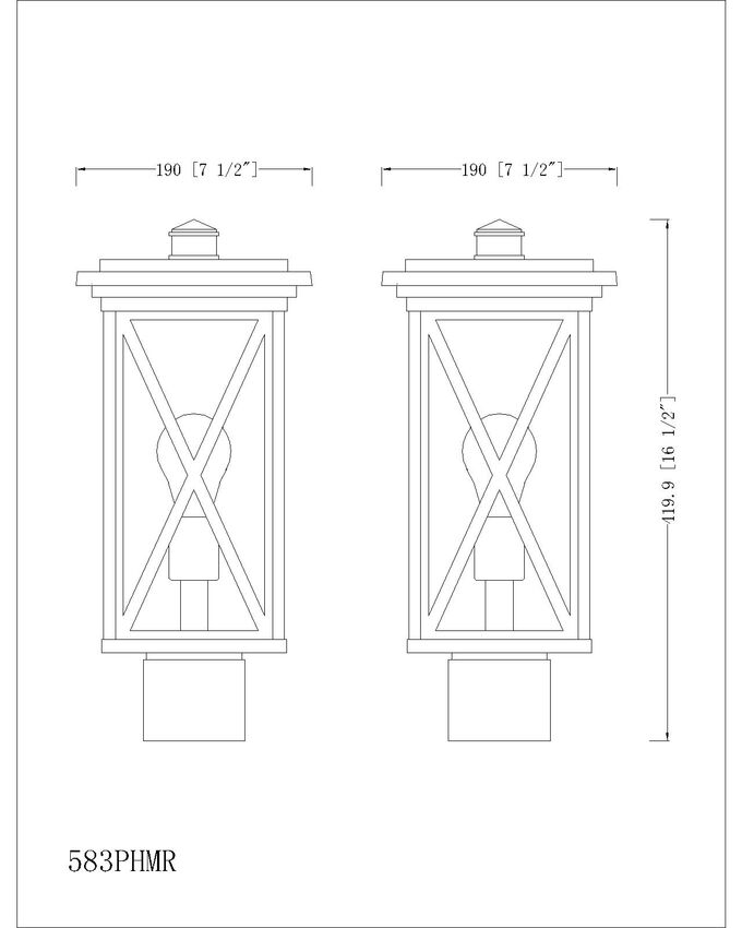 Z-Lite Brookside 8" W x 17" H 1-Light Black Outdoor Post Mount Fixture With Clear Seedy Glass Shade