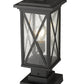 Z-Lite Brookside 8" W x 18" H 1-Light Black Outdoor Pier Mounted Fixture and Square Pier Mount Hardware With Clear Seedy Glass Shade