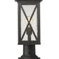 Z-Lite Brookside 8" W x 19" H 1-Light Black Outdoor Pier Mounted Fixture and Square Pier Mount Hardware With Clear Seedy Glass Shade