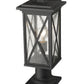 Z-Lite Brookside 8" W x 19" H 1-Light Black Outdoor Pier Mounted Fixture and Square Pier Mount Hardware With Clear Seedy Glass Shade