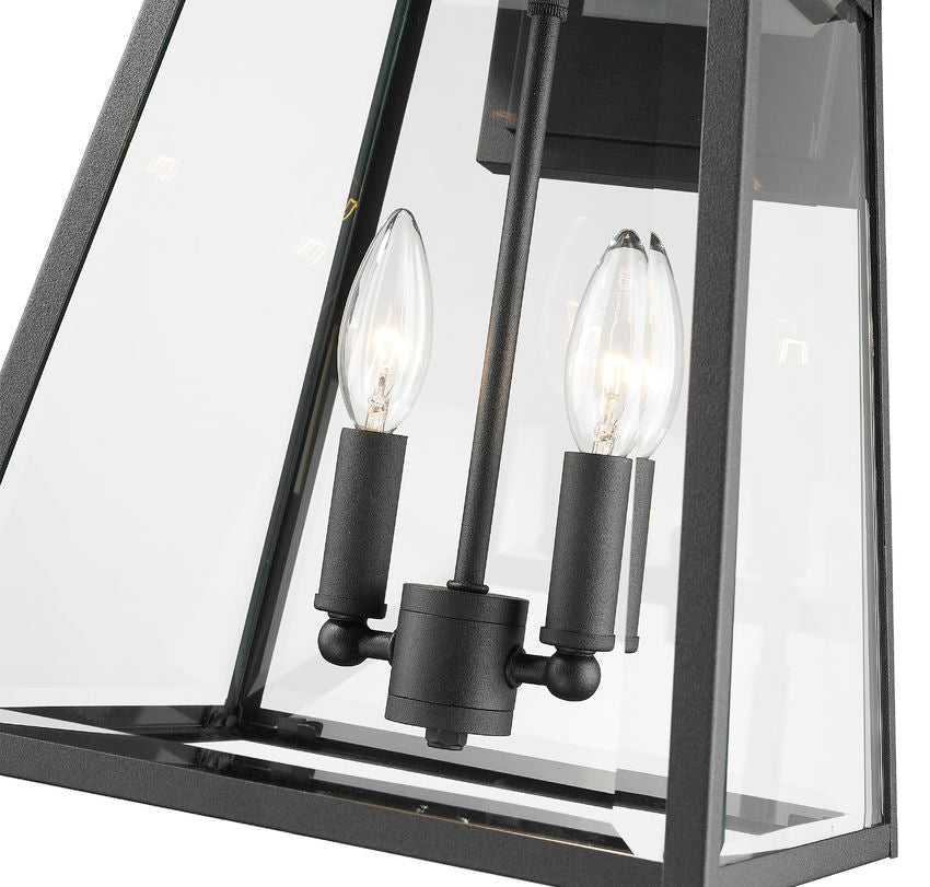 Z-Lite Broughton 11" 2-Light Black Aluminum Outdoor Wall Sconce With Clear Beveled Glass Shade