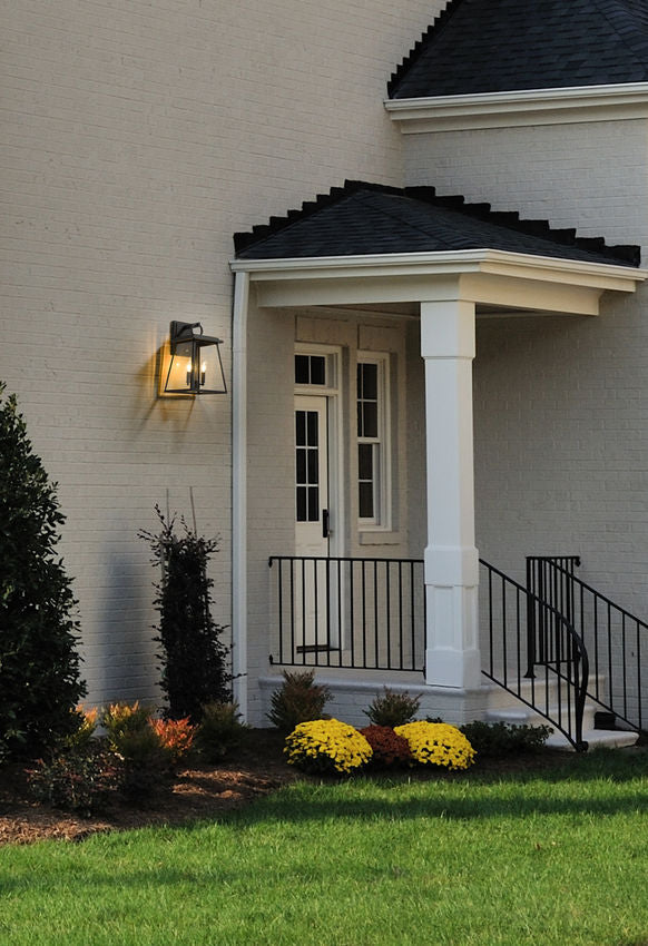 Z-Lite Broughton 11" 2-Light Black Aluminum Outdoor Wall Sconce With Clear Beveled Glass Shade
