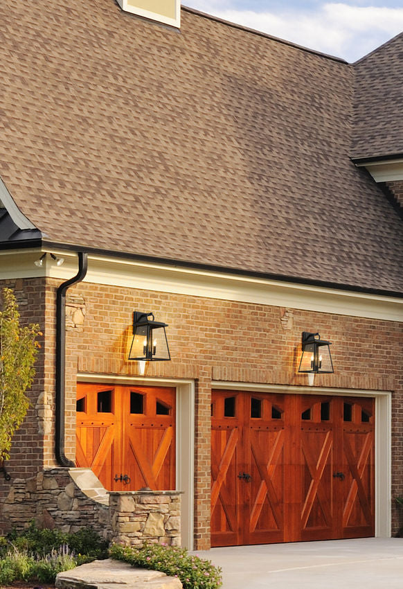 Z-Lite Broughton 11" 2-Light Black Aluminum Outdoor Wall Sconce With Clear Beveled Glass Shade