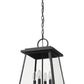 Z-Lite Broughton 13" 4-Light Black Aluminum Outdoor Chain Mount Ceiling Fixture With Clear Beveled Glass Shade