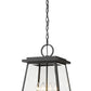 Z-Lite Broughton 13" 4-Light Black Aluminum Outdoor Chain Mount Ceiling Fixture With Clear Beveled Glass Shade