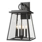 Z-Lite Broughton 13" 4-Light Black Aluminum Outdoor Wall Sconce With Clear Beveled Glass Shade