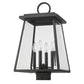 Z-Lite Broughton 13" W x 22" H 4-Light Black Outdoor Post Mount Fixture With Clear Beveled Glass Shade