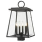 Z-Lite Broughton 13" W x 22" H 4-Light Black Outdoor Post Mount Fixture With Clear Beveled Glass Shade