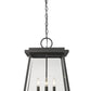 Z-Lite Broughton 16" 4-Light Black Aluminum Outdoor Chain Mount Ceiling Fixture With Clear Beveled Glass Shade
