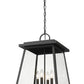 Z-Lite Broughton 16" 4-Light Black Aluminum Outdoor Chain Mount Ceiling Fixture With Clear Beveled Glass Shade