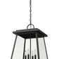 Z-Lite Broughton 16" 4-Light Black Aluminum Outdoor Chain Mount Ceiling Fixture With Clear Beveled Glass Shade
