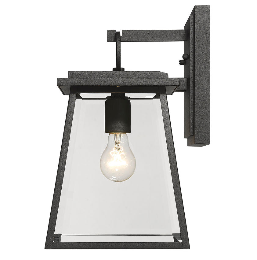 Z-Lite Broughton 9" 1-Light Black Aluminum Outdoor Wall Sconce With Clear Beveled Glass Shade