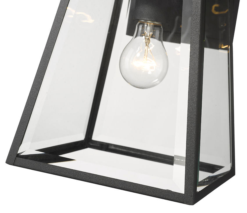 Z-Lite Broughton 9" 1-Light Black Aluminum Outdoor Wall Sconce With Clear Beveled Glass Shade