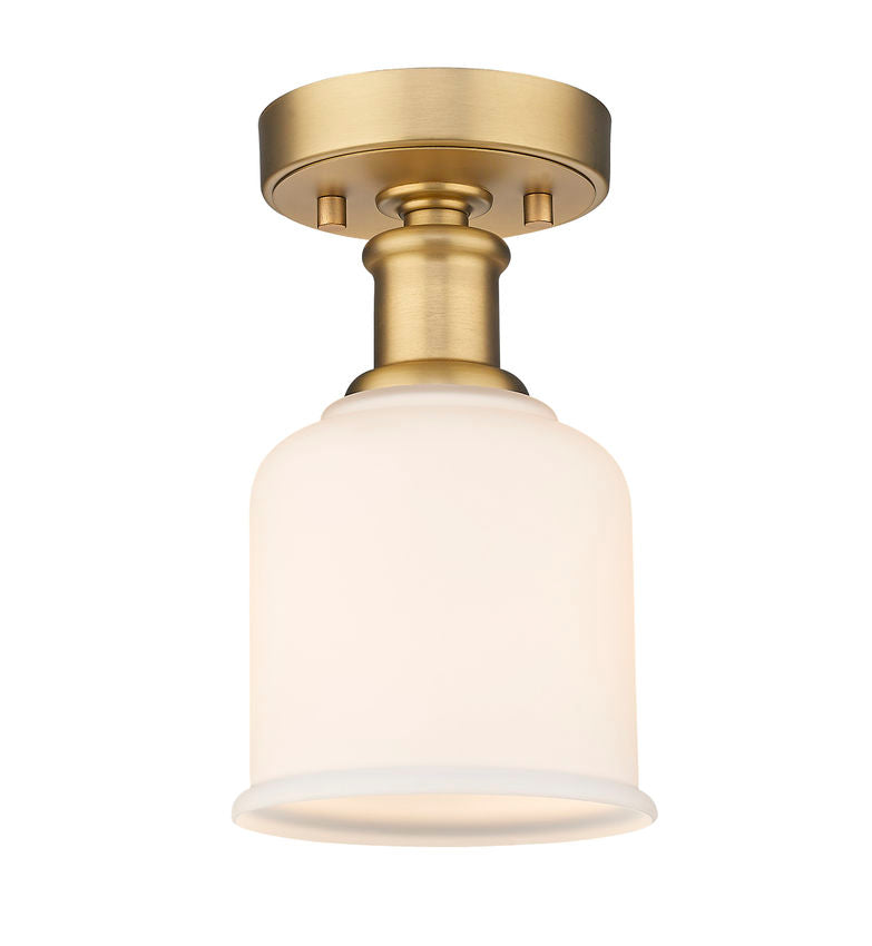 Z-Lite Bryant 6" 1-Light Heritage Brass Flush Mount Lighting With Matte Opal Glass Shade