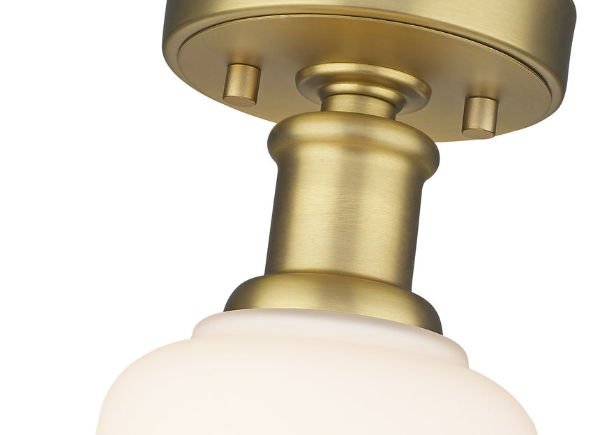 Z-Lite Bryant 6" 1-Light Heritage Brass Flush Mount Lighting With Matte Opal Glass Shade