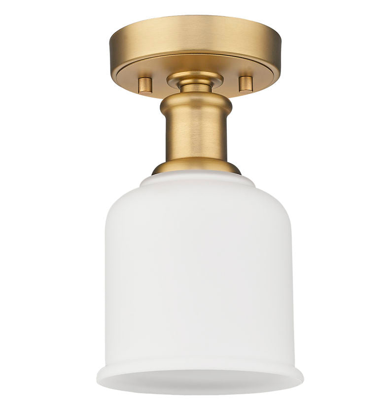 Z-Lite Bryant 6" 1-Light Heritage Brass Flush Mount Lighting With Matte Opal Glass Shade