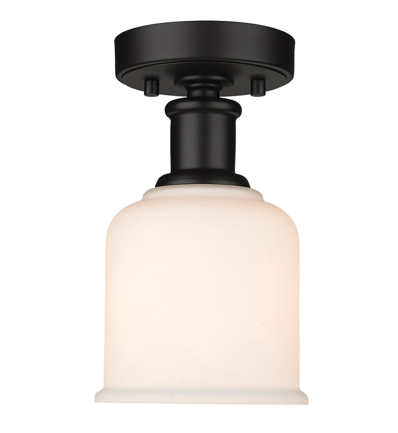 Z-Lite Bryant 6" 1-Light Matte Black Flush Mount Lighting With Matte Opal Glass Shade