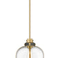 Z-Lite Burren 12" 1-Light Bronze and Brass Pendant Light With Clear Seedy Glass Shade